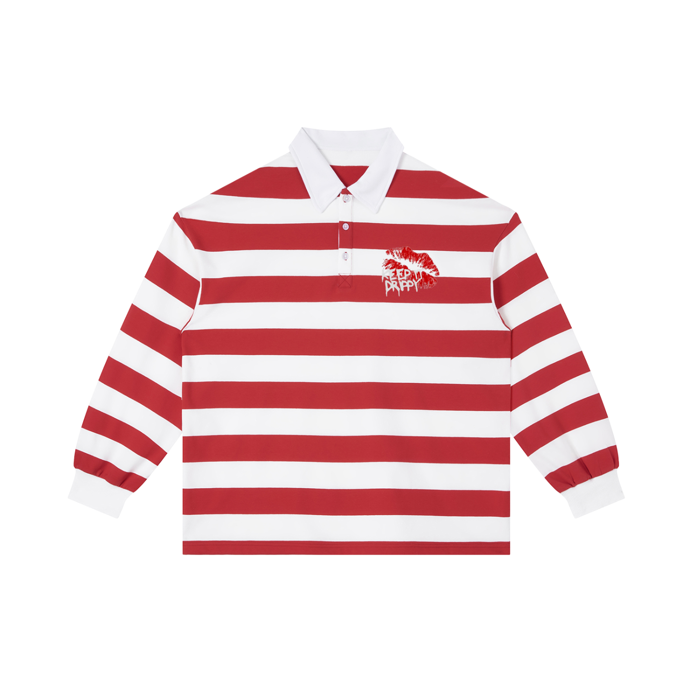 KISS THE DRIP Stripe Polo Shirt