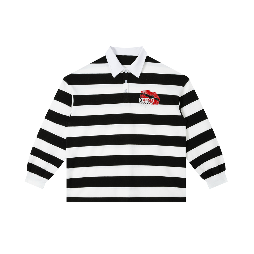 KISS THE DRIP Stripe Polo Shirt